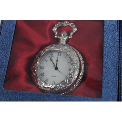 2181 - A collectoin of collectors quartz pocket watches to include Steam Train themes, Eagle themes etc.