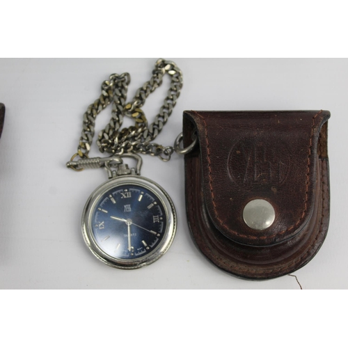 2181 - A collectoin of collectors quartz pocket watches to include Steam Train themes, Eagle themes etc.