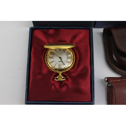 2181 - A collectoin of collectors quartz pocket watches to include Steam Train themes, Eagle themes etc.