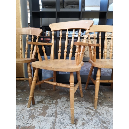 1051 - Five farmhouse dining chairs, one 19th century elm and beech and four 19th century style beech