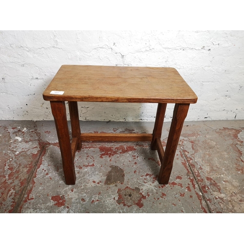 1077 - An Albert 'Eagleman' Jeffray solid oak side table - approx. 43cm high x 47.5cm wide x 29cm deep