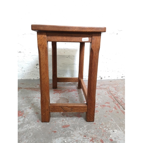 1077 - An Albert 'Eagleman' Jeffray solid oak side table - approx. 43cm high x 47.5cm wide x 29cm deep