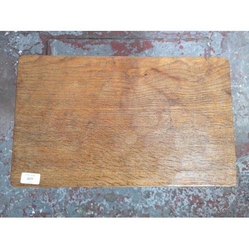 1077 - An Albert 'Eagleman' Jeffray solid oak side table - approx. 43cm high x 47.5cm wide x 29cm deep