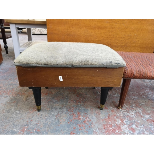 1095 - Three pieces of mid 20th century furniture, one teak drop leaf gate leg dining table, one teak and b... 