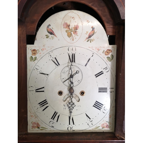 1104 - A George III Samuel Newnes Whitchurch oak and mahogany cased Grandfather clock with hand painted ena... 