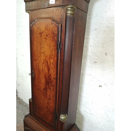 1104 - A George III Samuel Newnes Whitchurch oak and mahogany cased Grandfather clock with hand painted ena... 