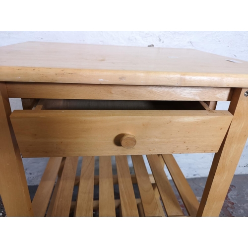 1105 - A modern beech kitchen island - approx. 80cm high x 68cm wide x 48cm deep