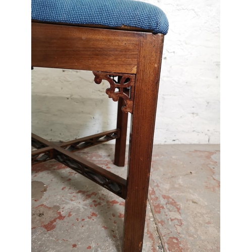 1110 - A Chippendale style mahogany and tapestry upholstered stool - approx. 49cm high x 47cm wide x 47cm d... 