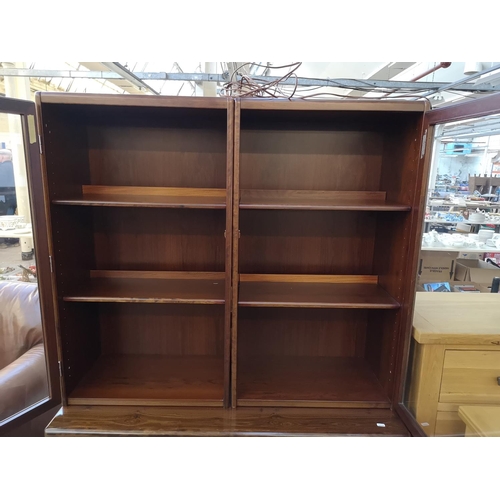 1128 - A mid/late 20th century rosewood effect display cabinet - approx. 181cm high x 120cm wide x 49cm dee... 