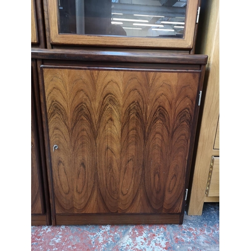 1128 - A mid/late 20th century rosewood effect display cabinet - approx. 181cm high x 120cm wide x 49cm dee... 