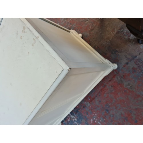 1065B - A mid 20th century white painted blanket box with cabriole supports - approx. 73cm high x 92cm wide ... 