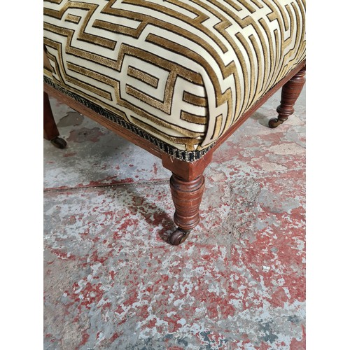 1064C - An Edwardian beech and fabric upholstered parlour chair - approx. 93cm high x 62cm wide x 62cm deep