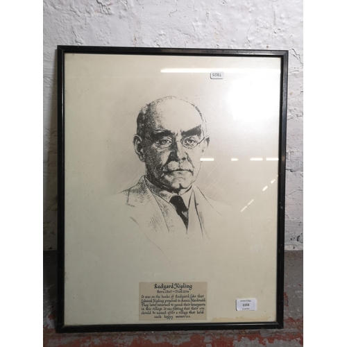 1153 - A vintage framed Rudyard Kipling print - approx. 53cm high x 42cm wide