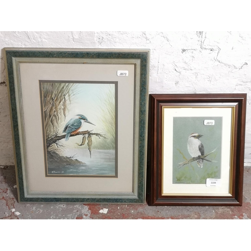 1154 - Two framed Michael Powell for Royal Worcester watercolours - largest approx. 39cm high x 33cm wide