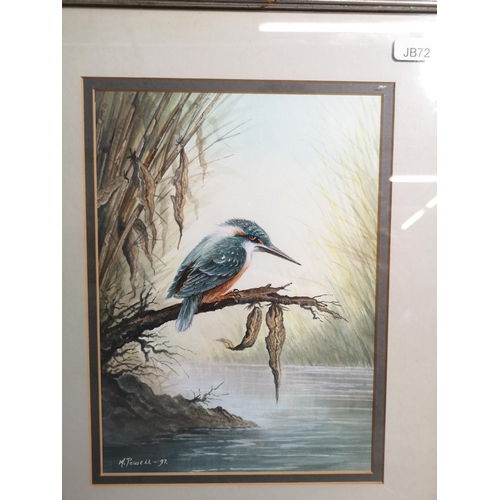 1154 - Two framed Michael Powell for Royal Worcester watercolours - largest approx. 39cm high x 33cm wide