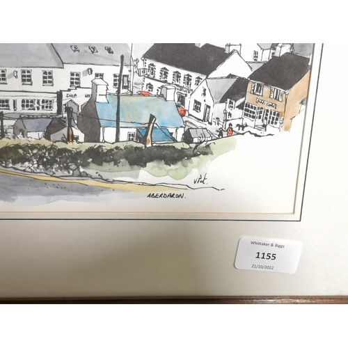 1155 - A framed Simon Van Der Put print of Aberdaron - approx. 54cm wide x 36cm high