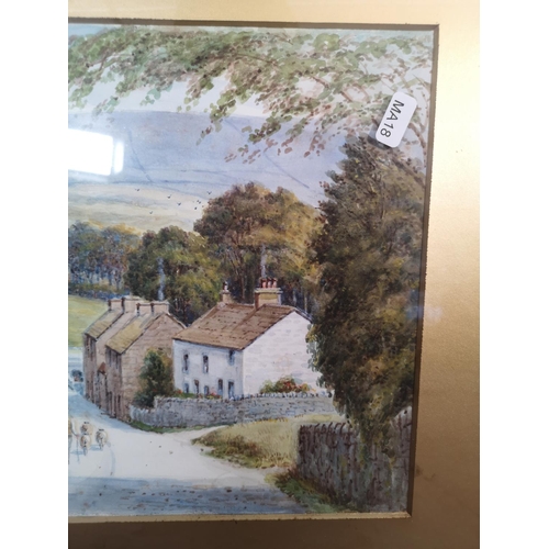 1158A - An early 20th century gilt framed watercolour titled Downham Village by F. Cawthorne - approx. 56cm ... 