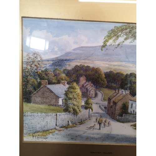 1158A - An early 20th century gilt framed watercolour titled Downham Village by F. Cawthorne - approx. 56cm ... 