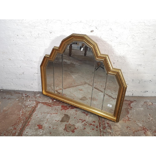 1159 - An Art Deco style gilt framed bevelled edge wall hanging mirror - approx. 98cm wide x 78cm high