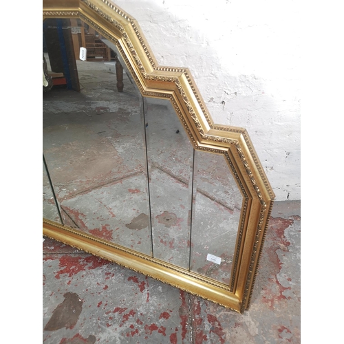 1159 - An Art Deco style gilt framed bevelled edge wall hanging mirror - approx. 98cm wide x 78cm high