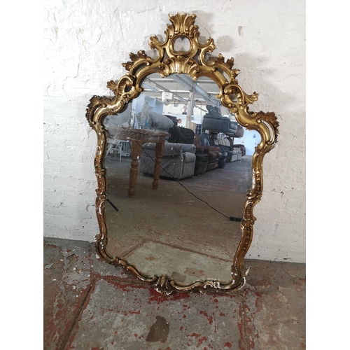 1164 - A Rococo style gilt framed wall hanging mirror - approx. 120cm high x 74cm wide