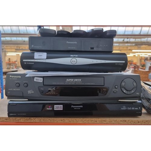 1507 - Four items to include Panasonic DMR-XS350 DVD recorder, Panasonic NV-HD635 VHS VCR, Panasonic DMR-HW... 