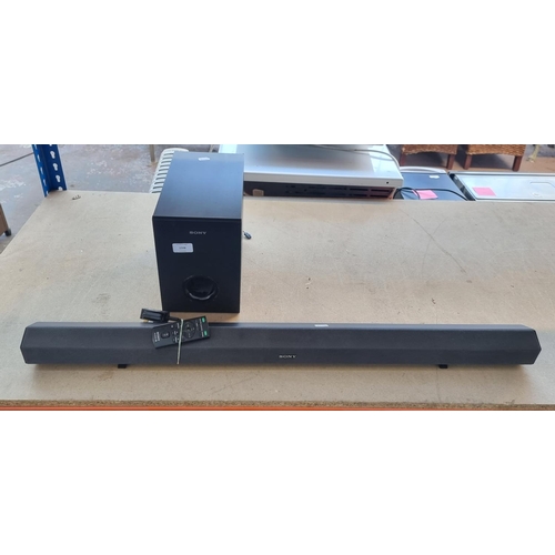 1508 - Two Sony speakers, one SA-CT60BT Bluetooth Active soundbar speaker system and one SS-WCT60 subwoofer