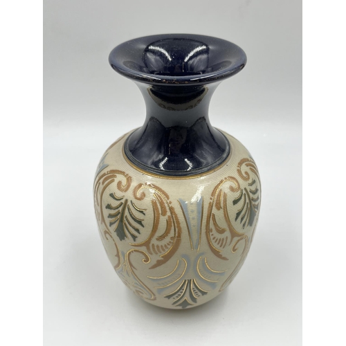 1166 - A Langley Mill England leadless glazed vase - approx. 20cm high