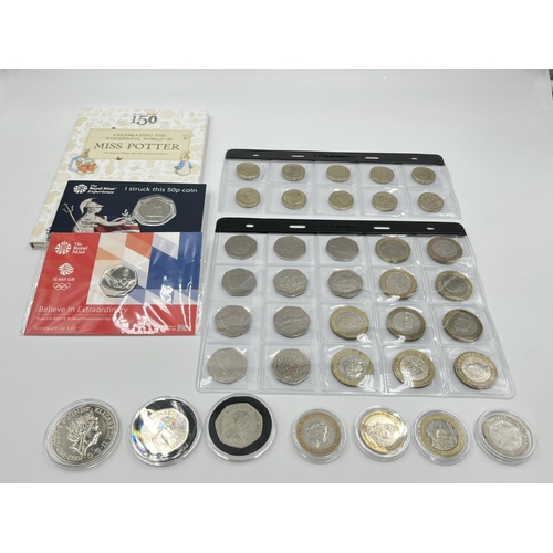 2266 - Forty four British commemorative coins to include fourteen £2 coins, The Royal Mint Beatrix Potter 1... 