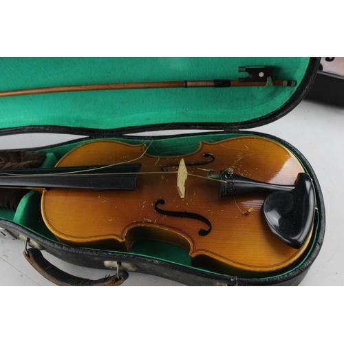 836 - Two cased vintage violins, one Lark and one Leslie Sheppard