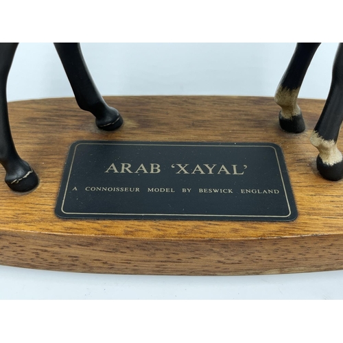 255 - Two Beswick Connoisseur Model matte ceramic horse figurines on plinths, Arab 'Xayal' and Black Beaut... 