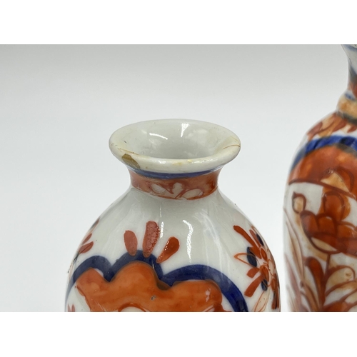 258 - Five 19th century Oriental ceramic vases, four Imari and one Kutani - tallest approx. 21cm high