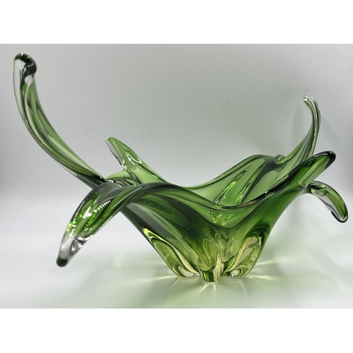 267 - A Murano art green glass bowl - approx. 20cm high x 54cm long