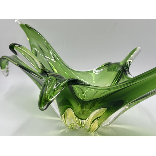 267 - A Murano art green glass bowl - approx. 20cm high x 54cm long