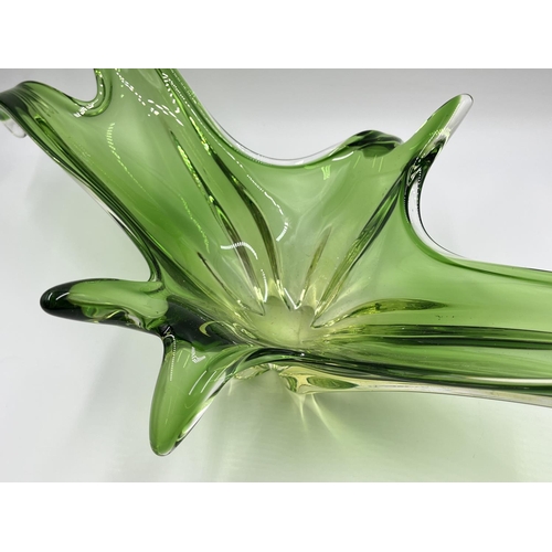 267 - A Murano art green glass bowl - approx. 20cm high x 54cm long