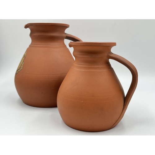 276 - Two 19th century Wedgwood terracotta pitchers/jugs, one has impressed kitemark to base - largest app... 