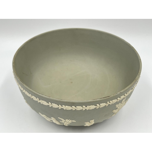 309 - A Wedgwood grey Jasperware 20cm footed bowl