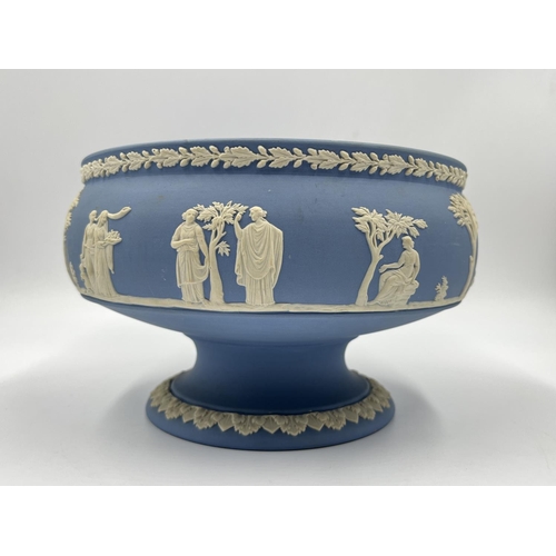 324 - A Wedgwood pale blue Jasperware pedestal bowl - approx. 13cm high x 20cm diameter