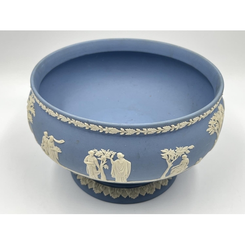 324 - A Wedgwood pale blue Jasperware pedestal bowl - approx. 13cm high x 20cm diameter