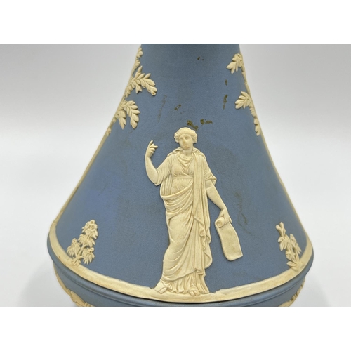 327 - A Wedgwood pale blue Jasperware vase - approx. 19cm high