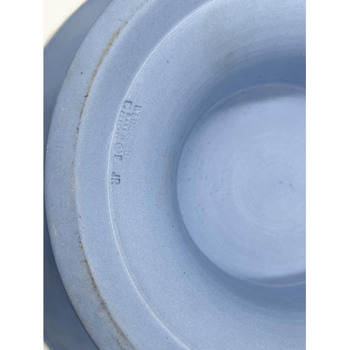 329 - A Wedgwood pale blue Jasperware pedestal bowl - approx. 13cm high x 20cm diameter