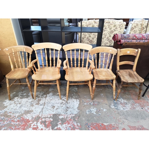 68 - Five farmhouse dining chairs, one 19th century elm and beech and four 19th century style beech