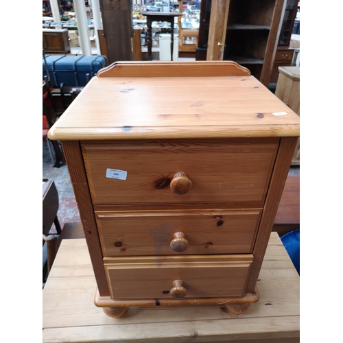 100 - Two pieces of modern pine furniture, one bedside chest of three drawers - approx. 66cm high x 46cm w... 