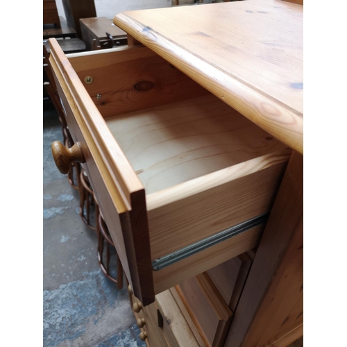 100 - Two pieces of modern pine furniture, one bedside chest of three drawers - approx. 66cm high x 46cm w... 