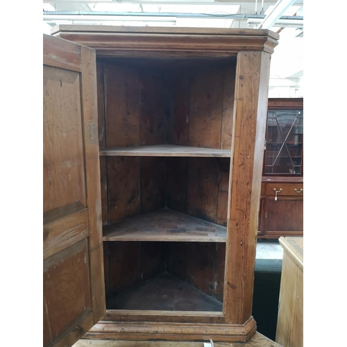 123 - A 19th century pine wall mountable corner cabinet - approx. 107cm high