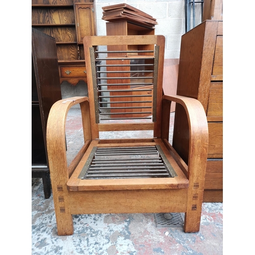 15 - A mid 20th century Art Deco style oak bentwood reclining armchair - approx. 89cm high x 60cm wide x ... 