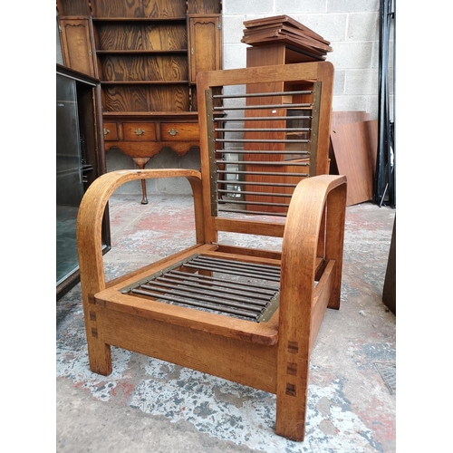 15 - A mid 20th century Art Deco style oak bentwood reclining armchair - approx. 89cm high x 60cm wide x ... 