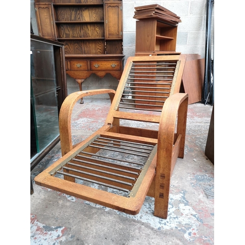 15 - A mid 20th century Art Deco style oak bentwood reclining armchair - approx. 89cm high x 60cm wide x ... 