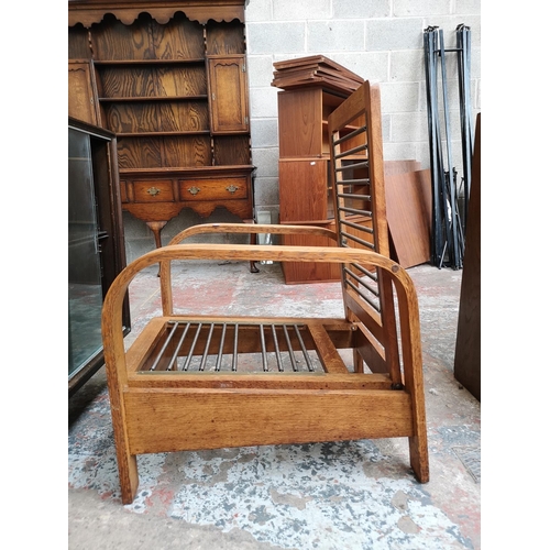 15 - A mid 20th century Art Deco style oak bentwood reclining armchair - approx. 89cm high x 60cm wide x ... 