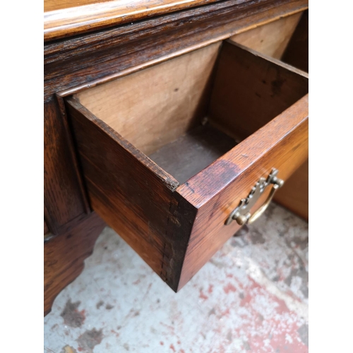 3 - A George III style oak dresser - approx. 196cm high x 153cm wide x 43cm deep